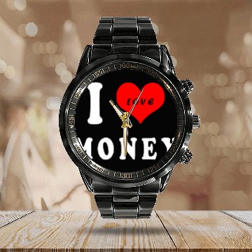 Discover I love money Calendar Steel Band Watch