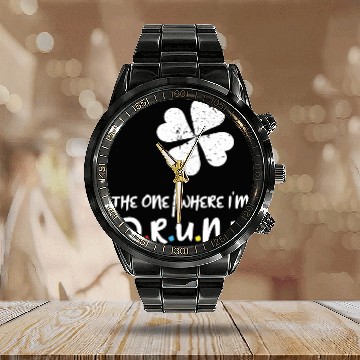 Discover Drunk Beer Paddy Shamrock Saint Patrick Day Calendar Steel Band Watch