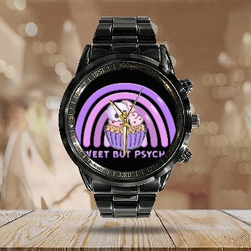 Discover Chibi Skeleton skull sweet but psycho raindow cupc Calendar Steel Band Watch