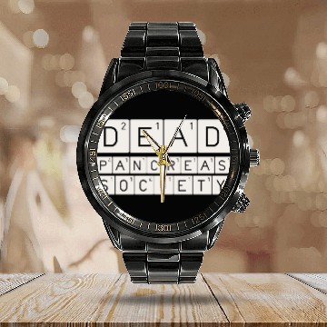 Discover Dead Pancreas Society Calendar Steel Band Watch