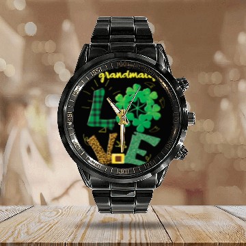 Discover Love Grandma Shamrock Saint Patrick Day Calendar Steel Band Watch