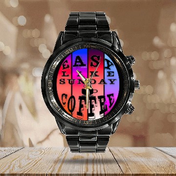 Discover Easy Like Sunday Coffee Calendar Steel Band Watch