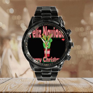 Discover Felíz Navidad Cactus Lady Calendar Steel Band Watch