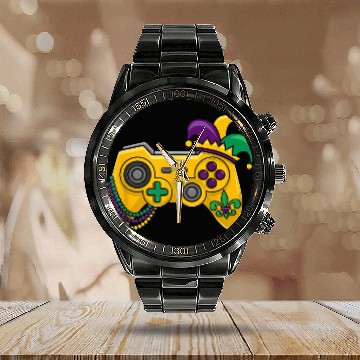 Discover Mardi Gras Video Game Controller Jester Hat Kids B Calendar Steel Band Watch