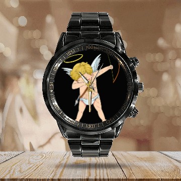 Discover Cupid Dabbing Cute Funny Angel Bow Arrow Valentine Calendar Steel Band Watch
