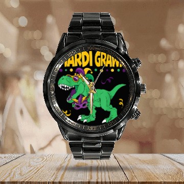 Discover Mardi Grawr T Rex Dinosaur Mardi Gras Bead Kids Bo Calendar Steel Band Watch