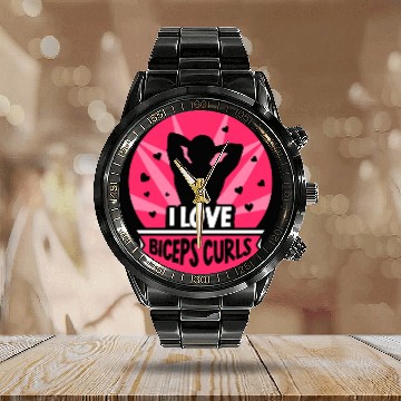 Discover I Love Biceps Curls Sayings Workout Curl Muscle Calendar Steel Band Watch