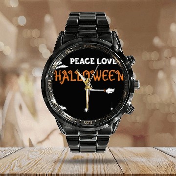 Discover Peace Love Halloween - Halloween Calendar Steel Band Watch