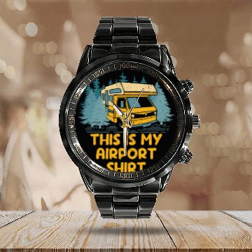 Discover This Is My Airport Calendar Steel Band Watch Airplane Trip Aircraft