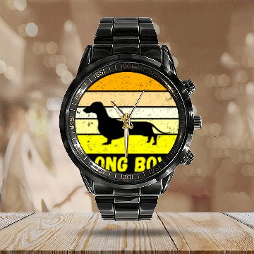 Discover Dachshund Long Boy Calendar Steel Band Watch