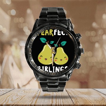 Discover Siblings Pear Fruit Big Brother Sister Goals Calendar Steel Band Watch