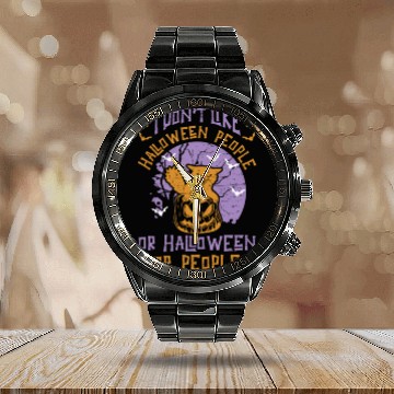 Discover Halloween Cat Owner Pet Animal Kitten Lover Calendar Steel Band Watch