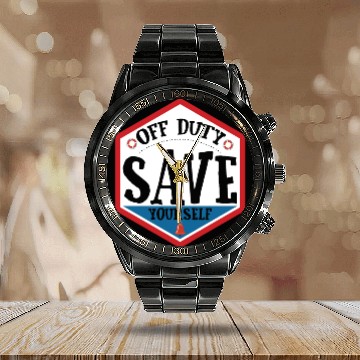 Discover Lifeguard Off Duty Save Yourself Calendar Steel Band Watch