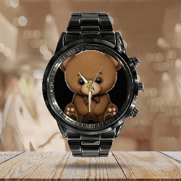 Discover Cute Teddy Bear Calendar Steel Band Watch