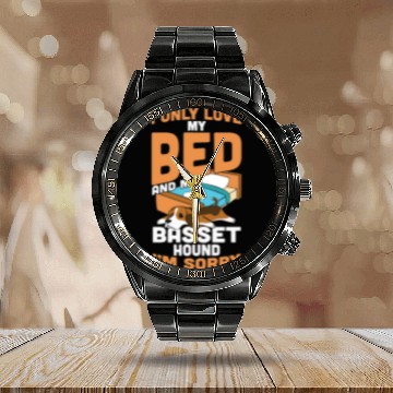 Discover I Only Love My Bed And My Basset Hound Calendar Steel Band Watch