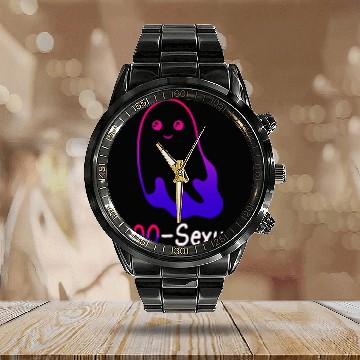 Discover Boo Sexual Cute Bi Cat Ghost LGBT Bisexual Pride F Calendar Steel Band Watch