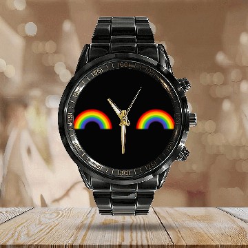 Discover LGBT Rainbow Flag Titties Calendar Steel Band Watch