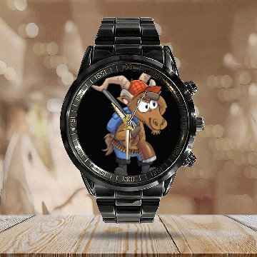 Discover Capricorn hunter / Capricorn with hunting rifle Calendar Steel Band Watch
