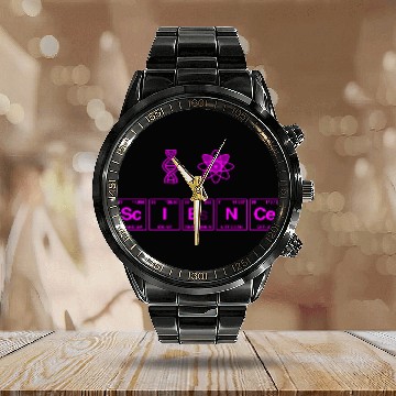 Discover I LOVE SCIENCE - Periodic Table of Elements Calendar Steel Band Watch