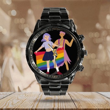 Discover lesbian lgbtq pride valentine day 202 valentines Calendar Steel Band Watch