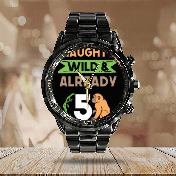 Discover Gift 5 years birthday girl boy Ape Monkey Calendar Steel Band Watch