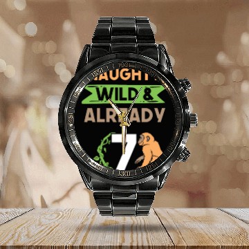 Discover Gift 7 years birthday girl boy Ape Monkey Calendar Steel Band Watch