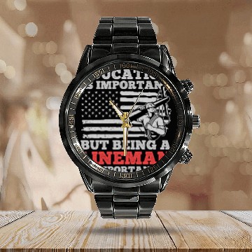 Discover Electrical Lineman Pun Education Is Important Calendar Steel Band Watch