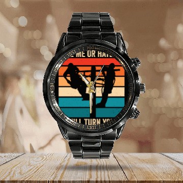 Discover Funny Electrical Lineman Saying Thank A Lineman Calendar Steel Band Watch