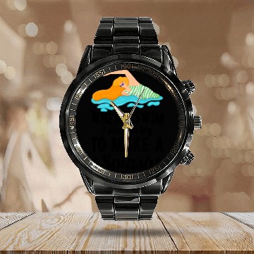 Discover swim Calendar Steel Band Watch