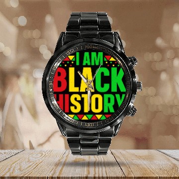 Discover I Am black History Calendar Steel Band Watch
