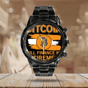 Discover Bitcoin Retirement Crypto Currency Calendar Steel Band Watch