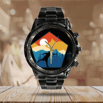 Discover Disc Golf Disc Golfing Ultimate Frisbee Natur Calendar Steel Band Watch