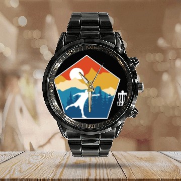 Discover Disc Golf Disc Golfing Ultimate Frisbee Natur Calendar Steel Band Watch
