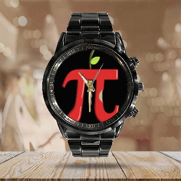 Discover Apple Pi - Funny Pi Day Math Teacher Calendar Steel Band Watch