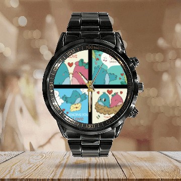 Discover Love Axolotl Pink Valentine Day Salamander Lover Calendar Steel Band Watch