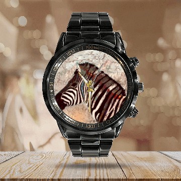 Discover Zebra with neon colors Calendar Steel Band Watch