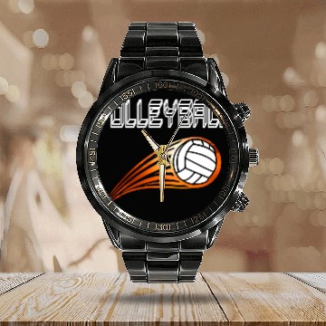 Discover Volleyball Calendar Steel Band Watch