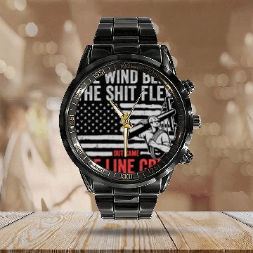 Discover Funny Electrical Lineman Saying Thank A Lineman Calendar Steel Band Watch