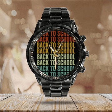 Discover Back To School Calendar Steel Band Watch