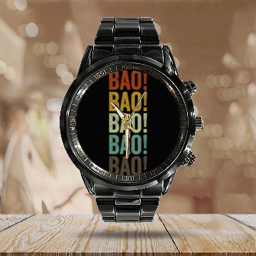 Discover Bao! Dim Sum Lover Chinese Food Dumplings Bao Calendar Steel Band Watch