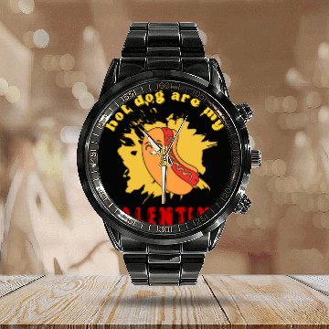 Discover hot dog are my valentine Calendar Steel Band Watch