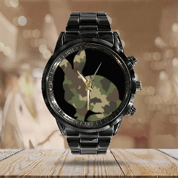 Discover Bunny Camouflage Calendar Steel Band Watch