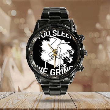 Discover You Sleep We Grind Skate Skateboard Skateboarder Calendar Steel Band Watch