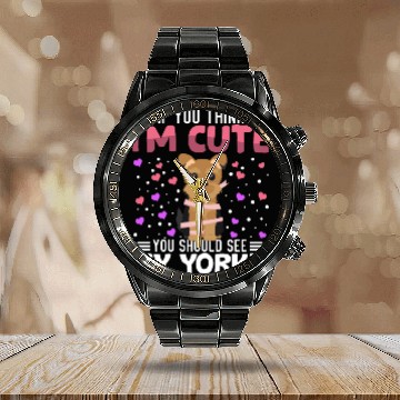 Discover Yorkie Heart Valentine's Day Animal For Womens Calendar Steel Band Watch