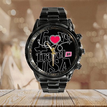 Discover I love Travel Calendar Steel Band Watch