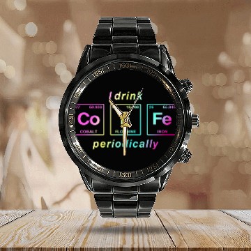Discover COFFEE - with elements of the periodic table Calendar Steel Band Watch