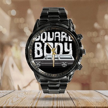 Discover square body Frost White Calendar Steel Band Watch