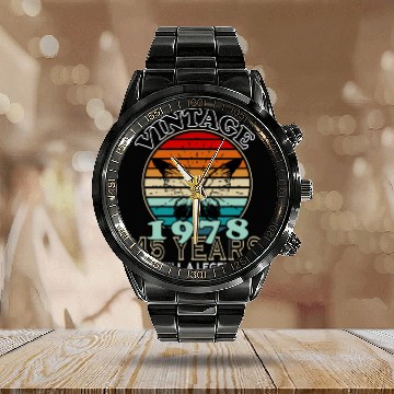 Discover Awesome Since 1978 Birthday Calendar Steel Band Watch