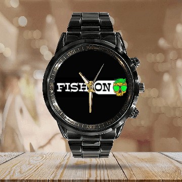 Discover Fish ON pineapple Sticker go fishing mode Calendar Steel Band Watch