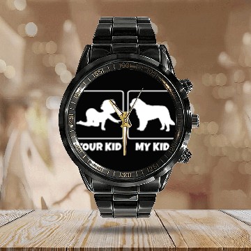 Discover Your Kid My Kid Saint Bernard Calendar Steel Band Watch